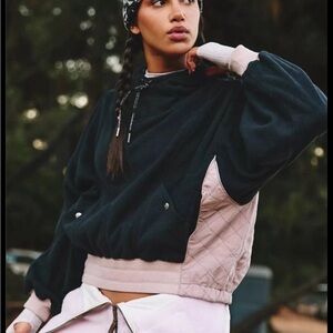 FP Movement by Free People Black and Pink Quilted Hoodie